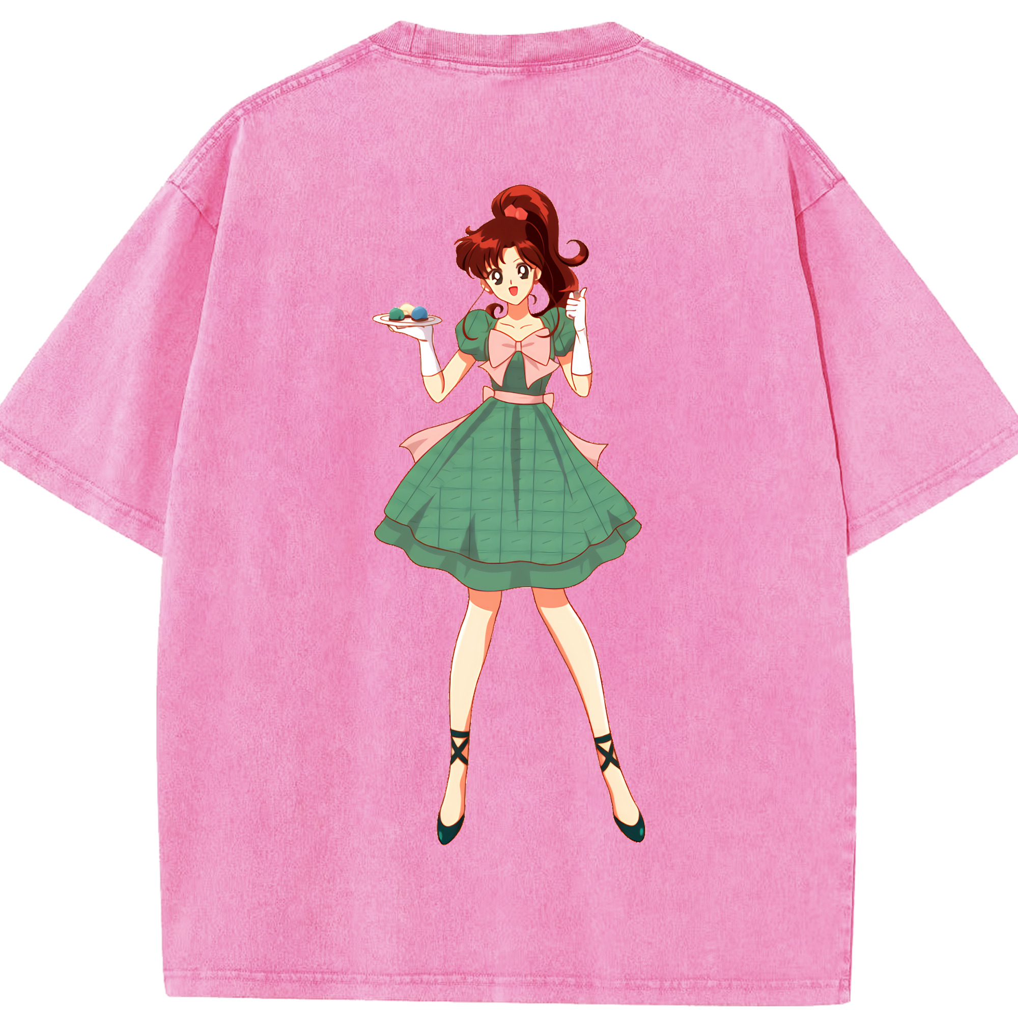 （画像用） 美少女戦士セーラームーン 木野 まこと きの まこと Sailor Moon Kino Makoto （セーラージュピター；Sailor Jupiter） 綿100% ヴィンテージ風 半袖Tシャツ（背面プリント）